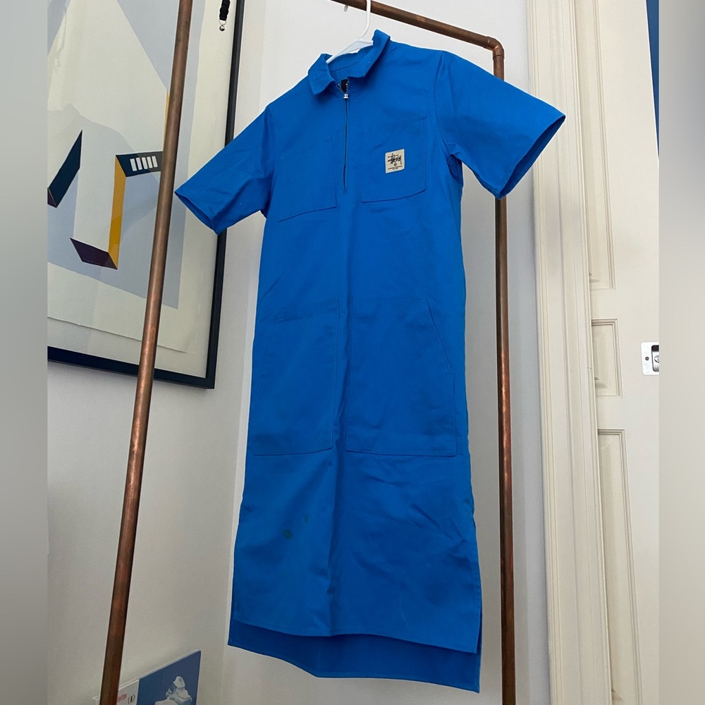 Blue stussy midi work dress